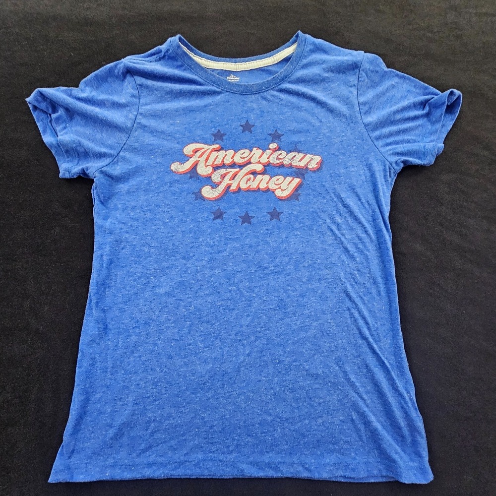 American‎ Honey USA Patriotic Blue Short Sleeve Cotton Blend T-Shirt Women's M